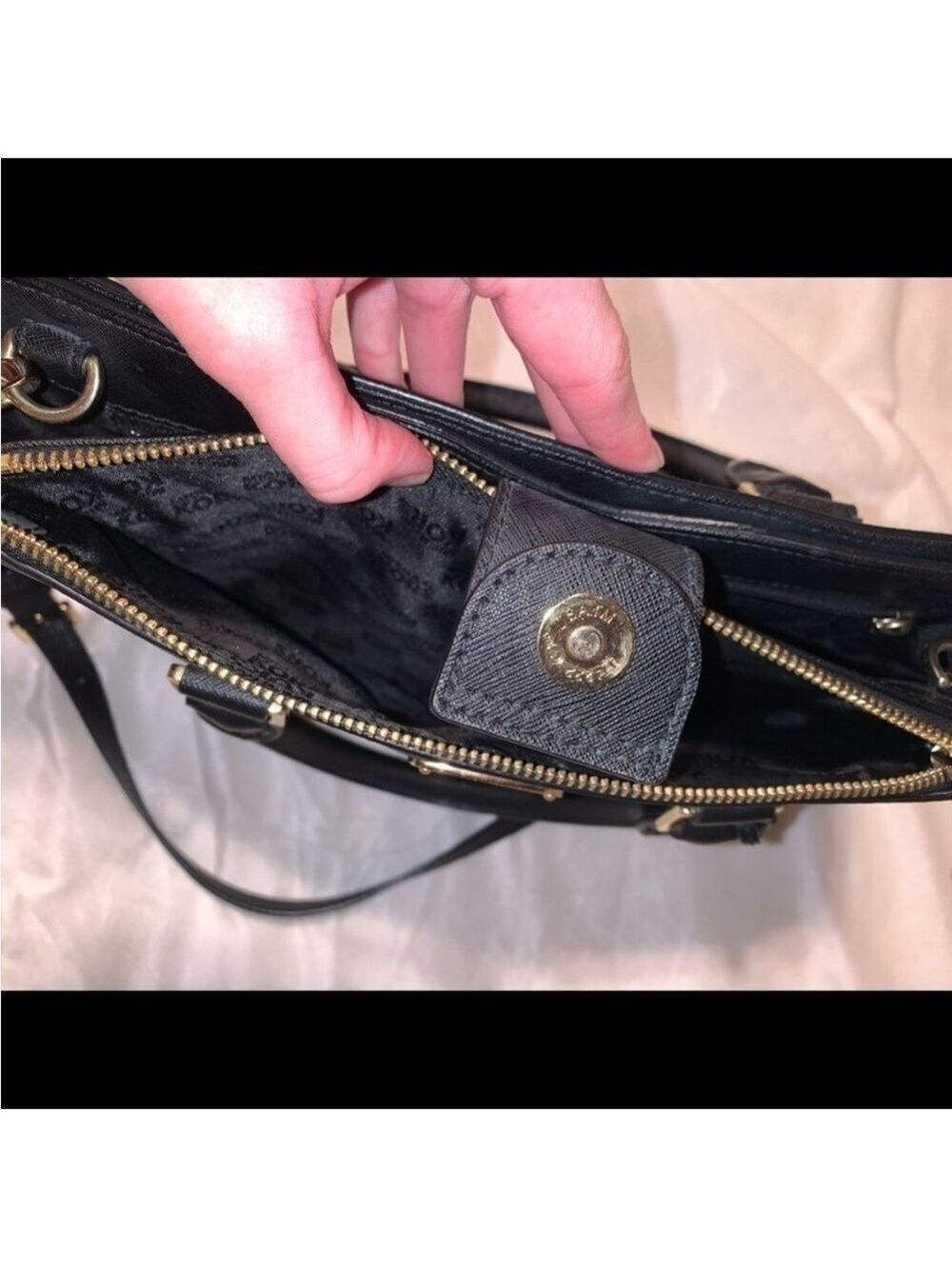 Michael Kors Black Satchel with Gold Accents and Adjustable Strap - Picture 5 of 10